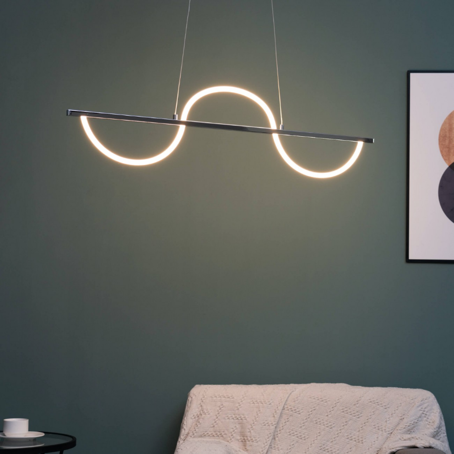 Suspension LED ondulée chromée - SAVONA