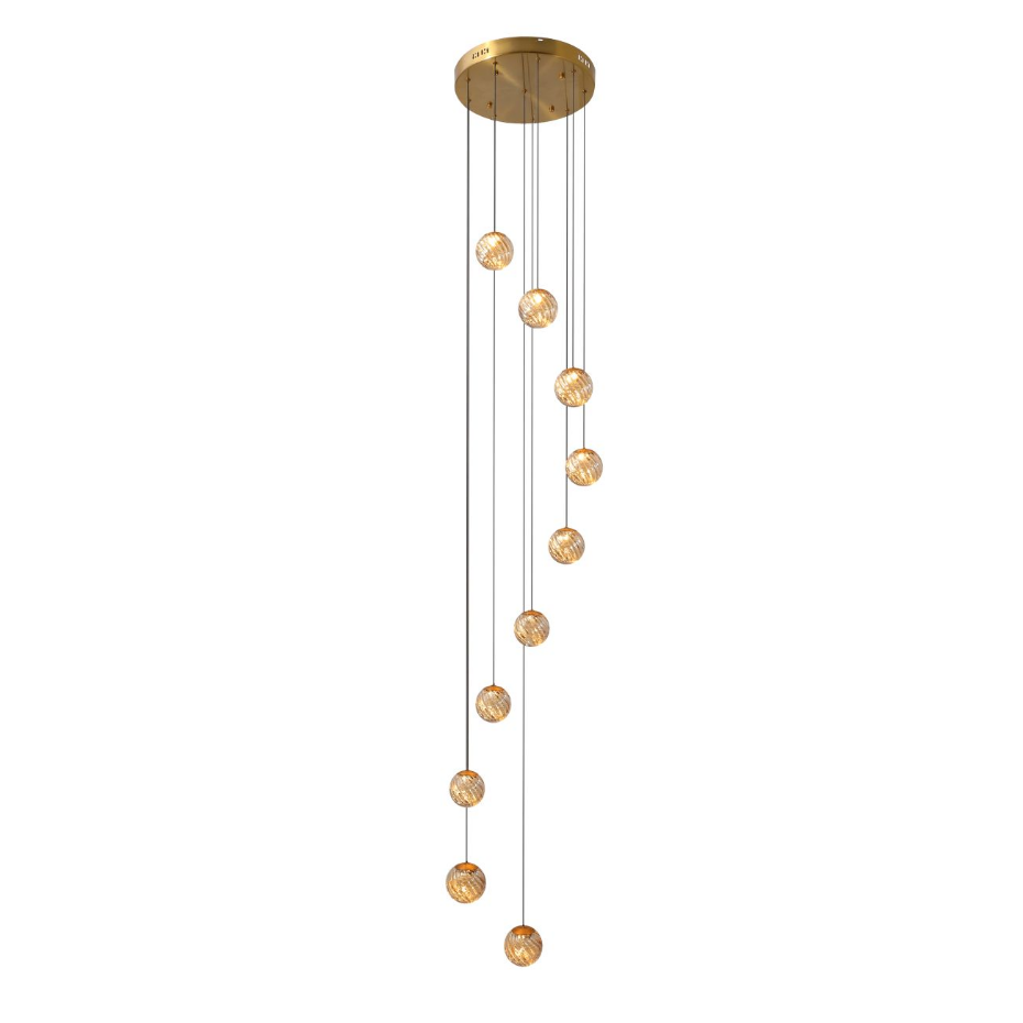 Suspension LED longue à verre ambré - ESPOSIA
