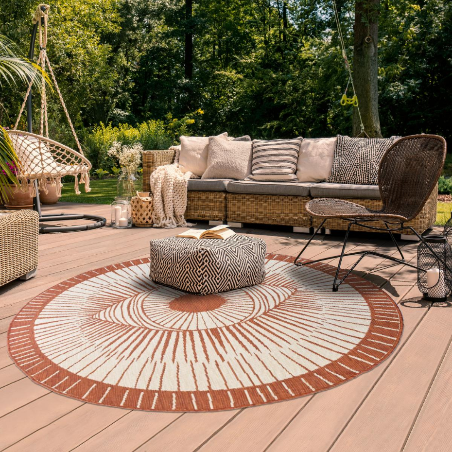 Tapis rond d'extérieur, kilim reversible LYN2 B ROND REVERSIBLE