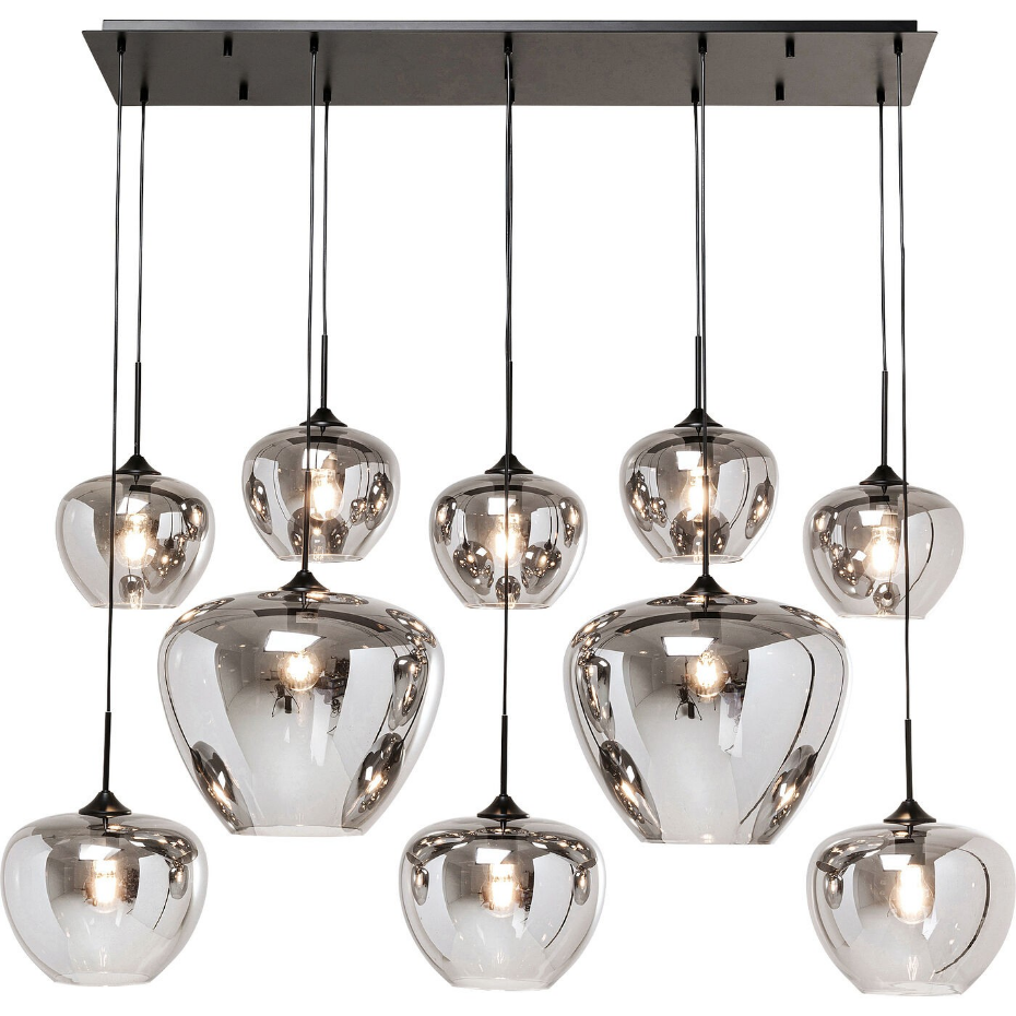 Suspension en verre et acier 10 abat-jours, SPHERE