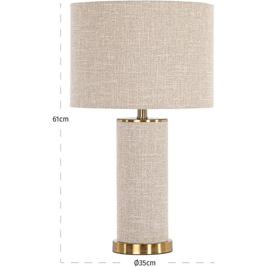 Lampe de table ronde en tissu et métal