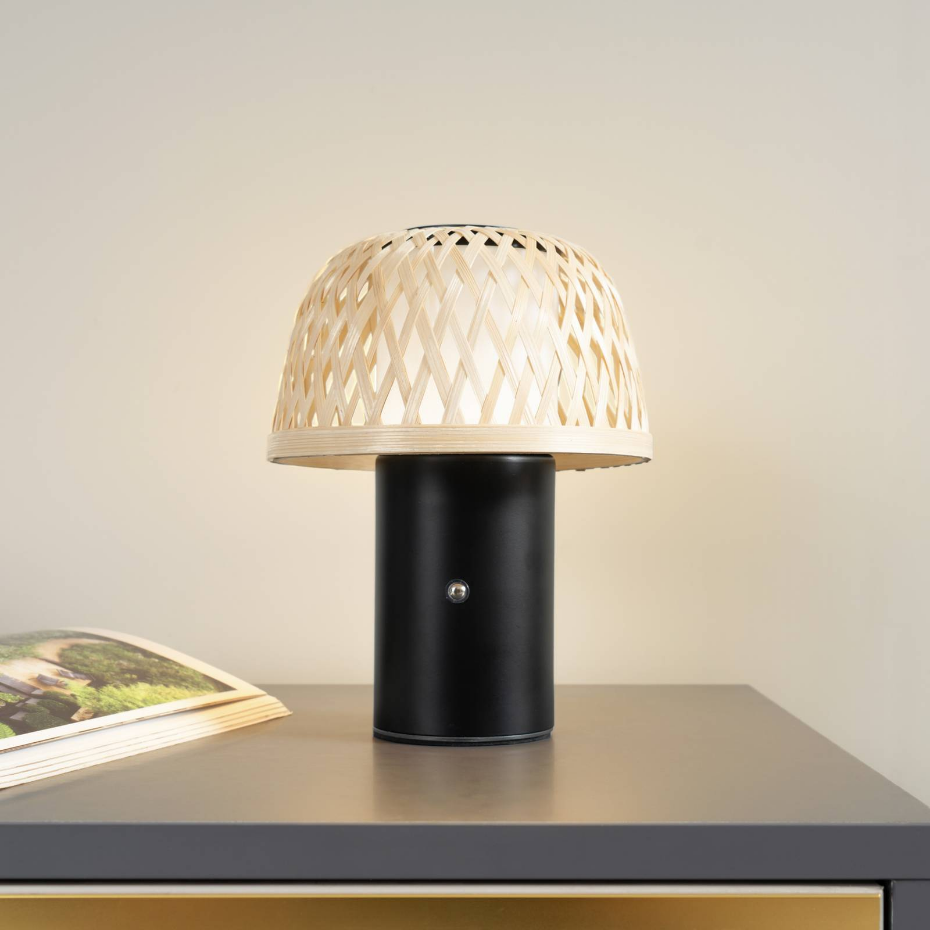 Lampe à poser en bambou moderneLED, Nifelia