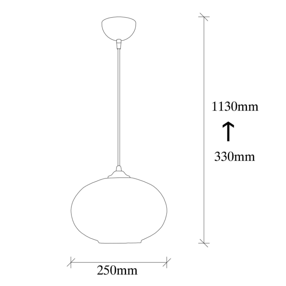 Suspension verre ambré et métal noir, forme ovale SIVAS