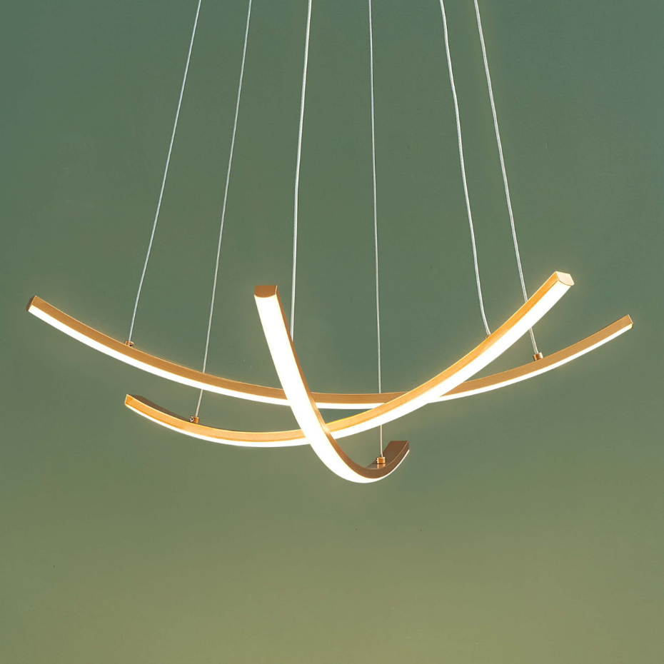 Suspension LED dorée barres courbées - HEIDI