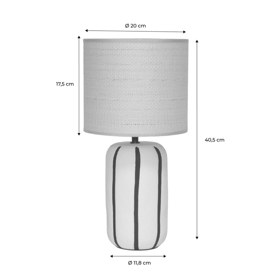 Lampe de table intérieur céramique, abat-jour effet rotin H 41cm ROXANE