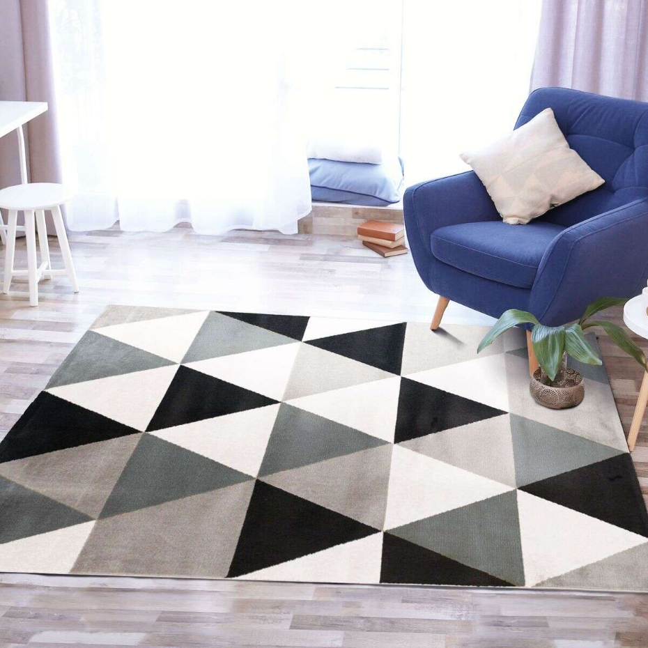 Tapis salon toucher laineux motif triangles  GEO SCANDI