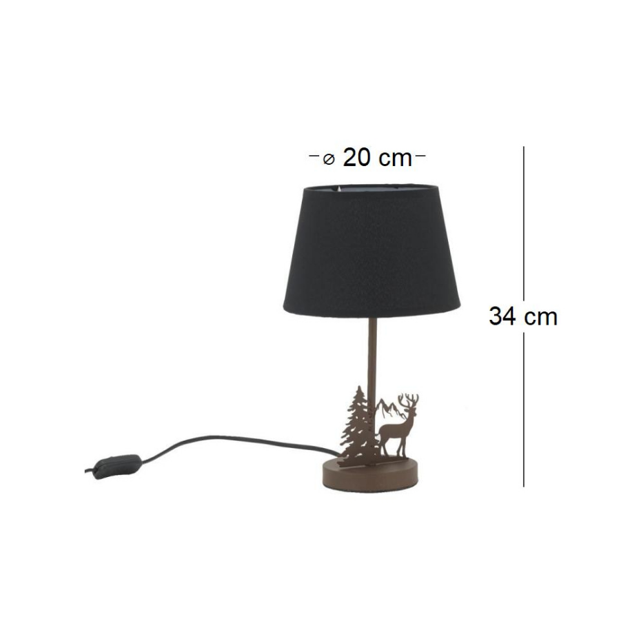 Lampe en métal Cerf avec abat-jour noir