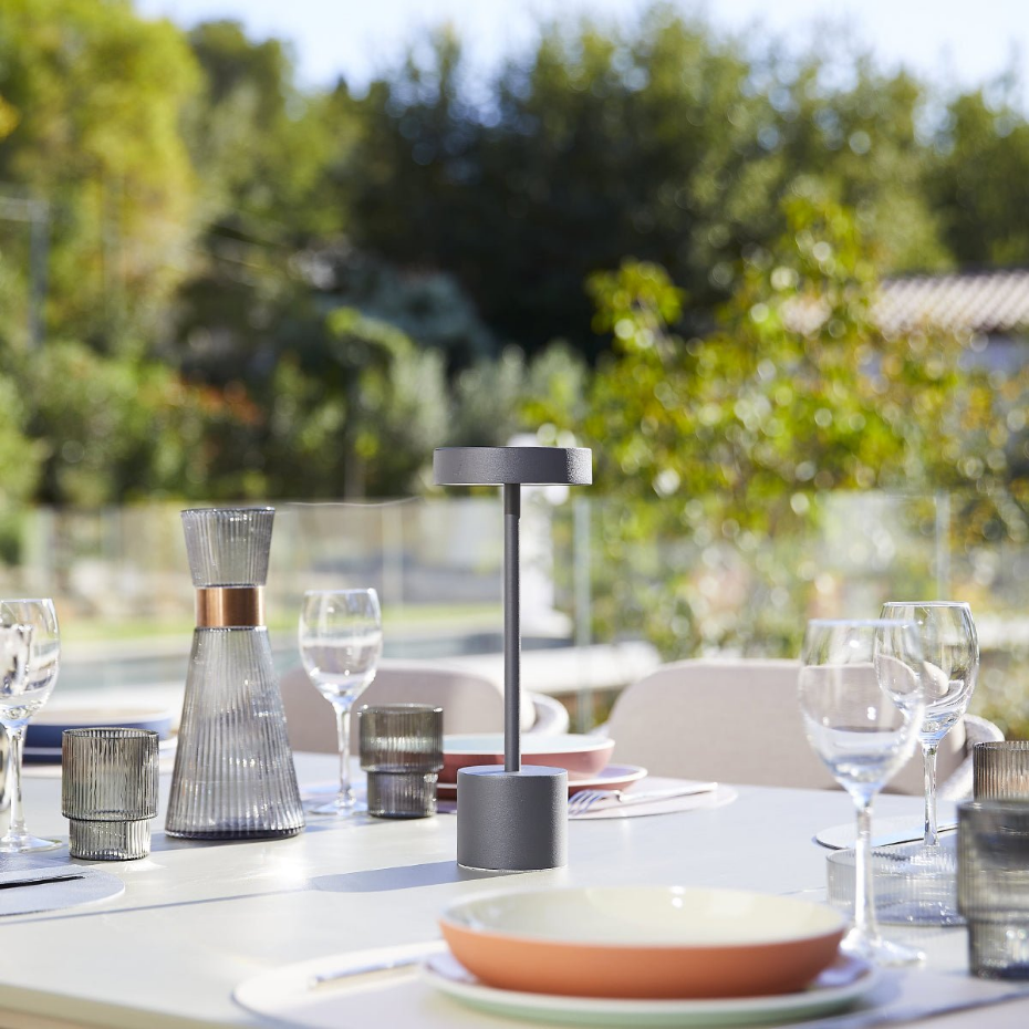 2 Lampe de table sans fil ROBY Gris H30cm