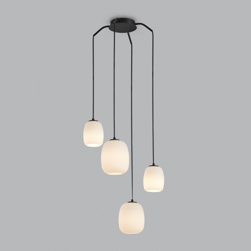Suspension 4 lampes verre opale Jap