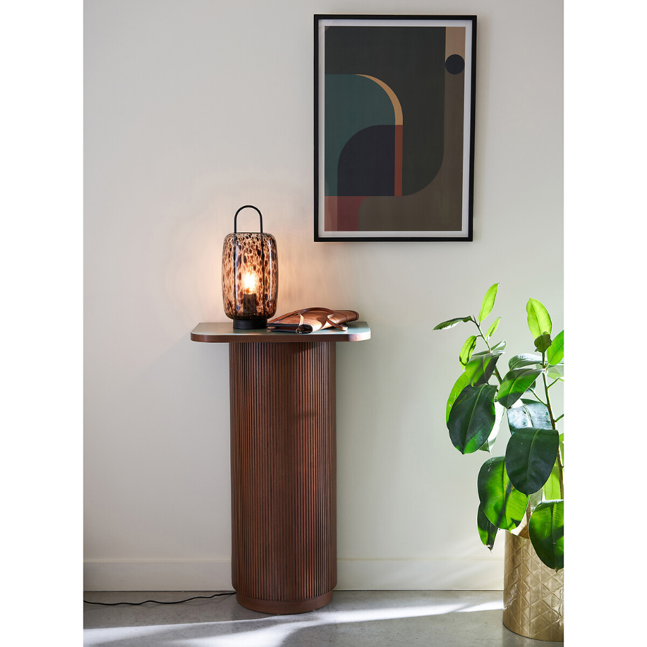 Lampe à poser métal acier et verre ambré, Toleco