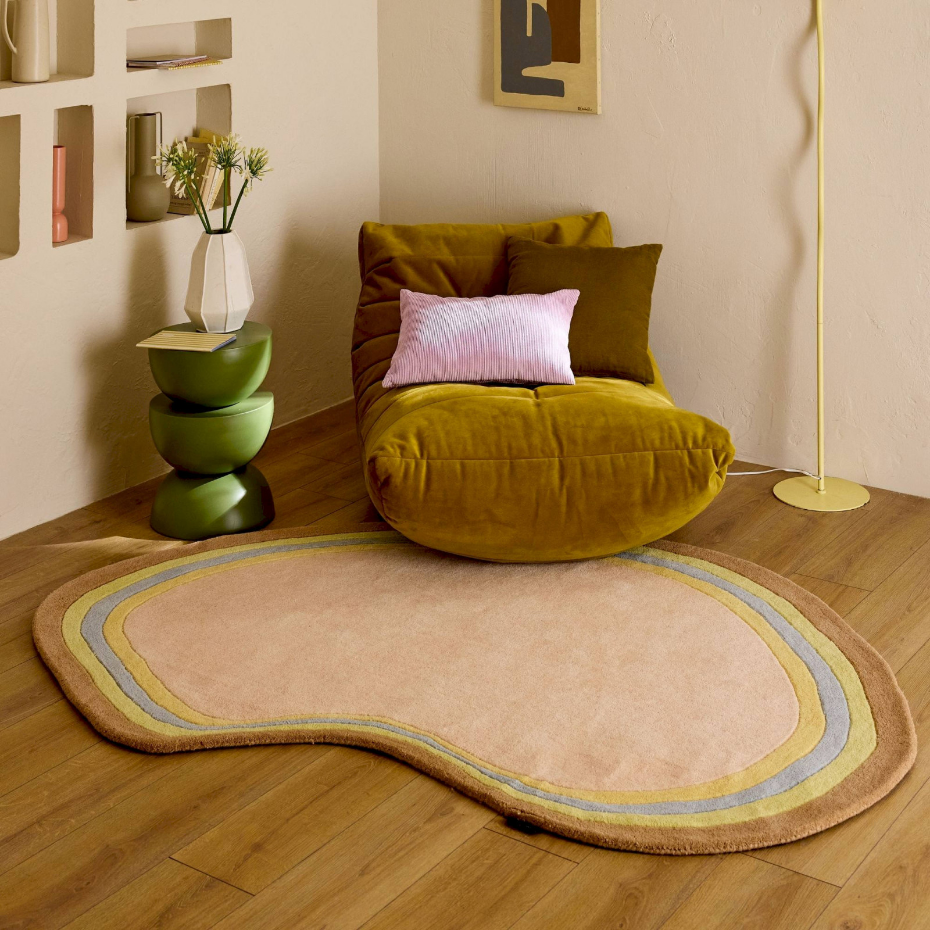Tapis en laine et coton forme organique
