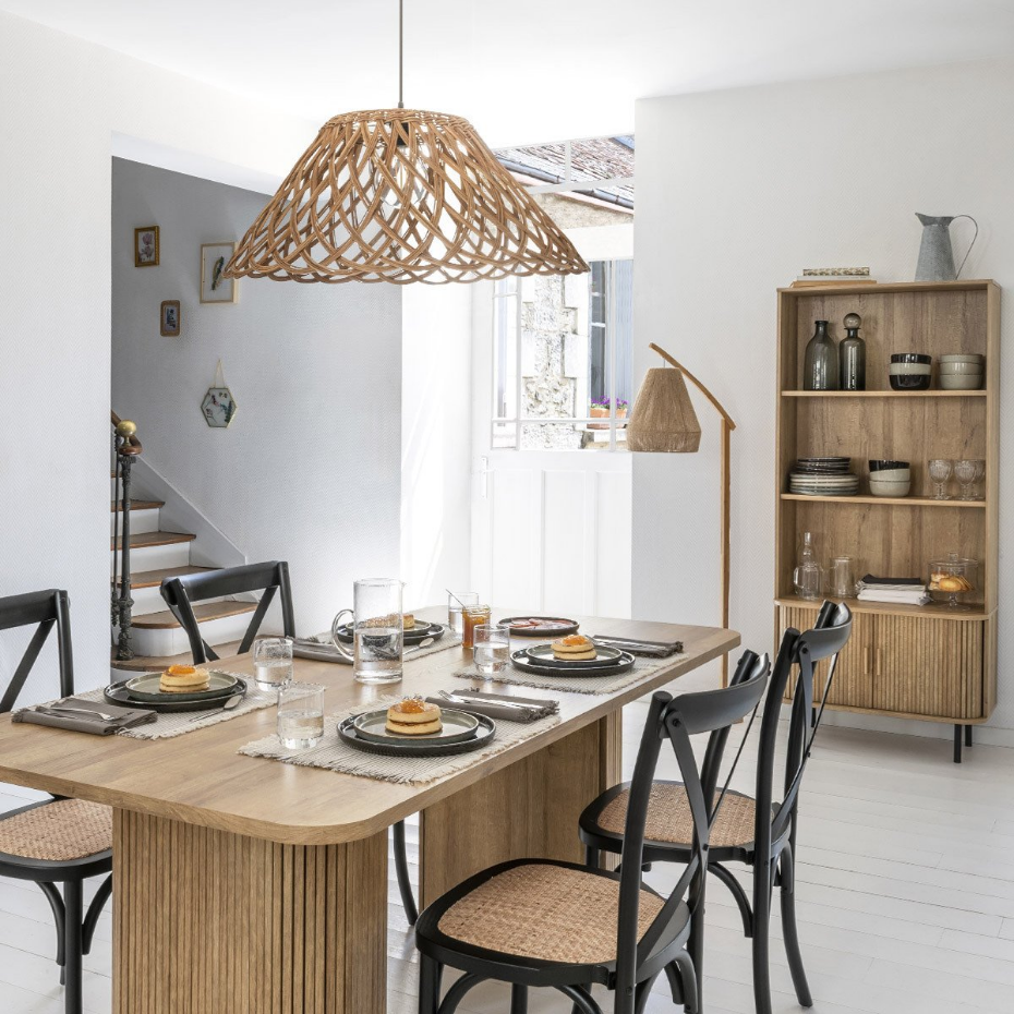 Lampadaire arc bambou et chanvre naturel PALM