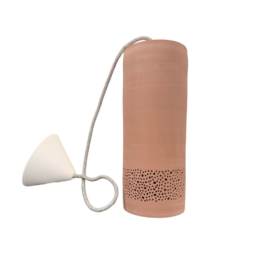 Suspension en terre cuite motif sara, CYLINDRE LIN