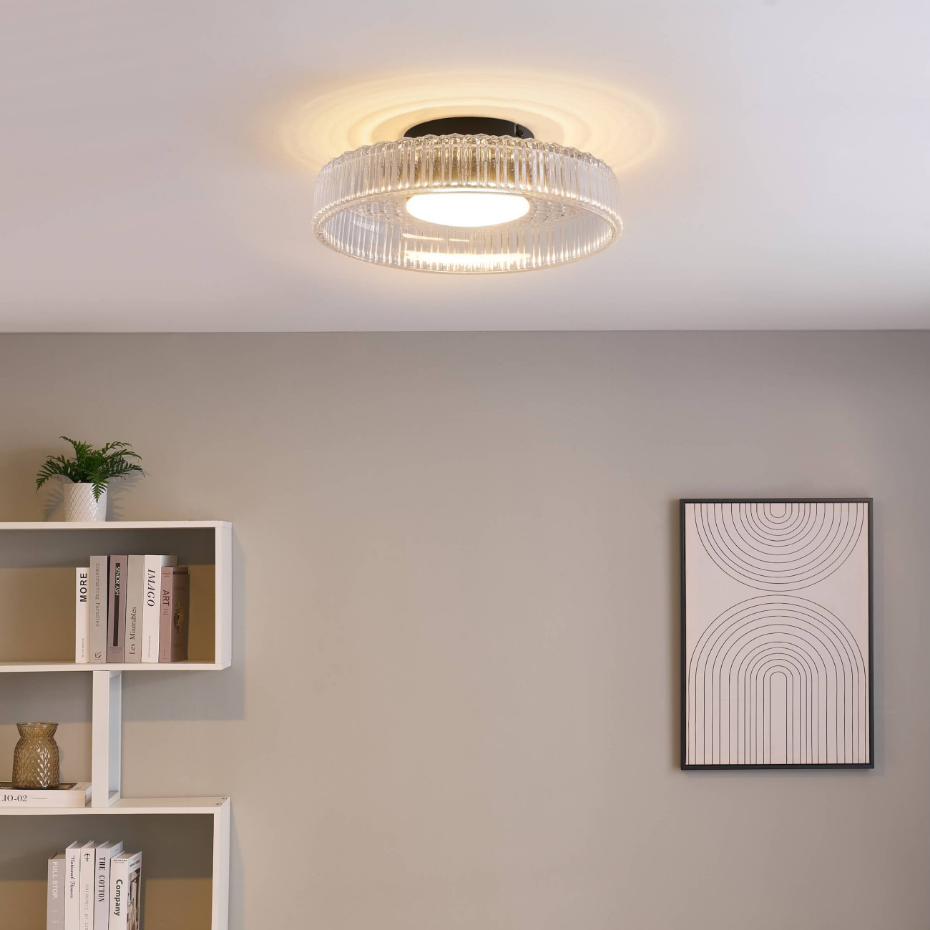 Plafonnier LED verre strié moderne - DAMIAN