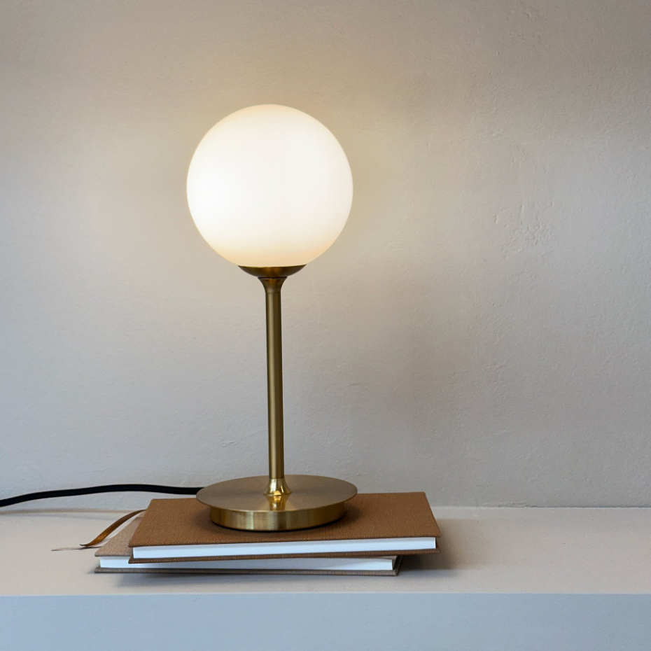 Lampe à poser laiton/verre opale SIA