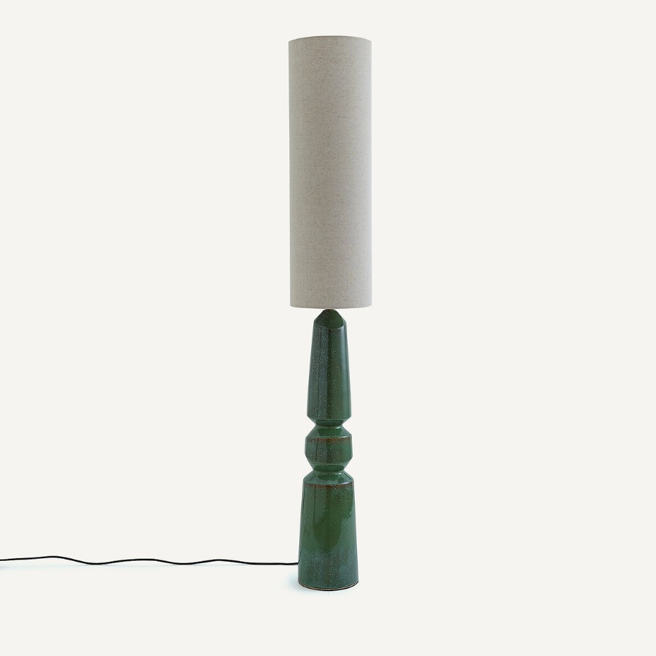 Lampadaire en céramique et lin, TOTEMY CERAMIQUE
