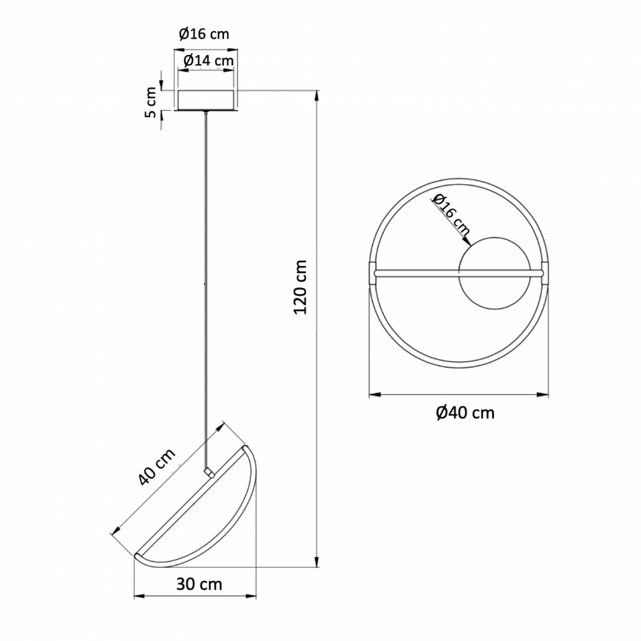 Suspension LED courbe chromée - MOLFARO
