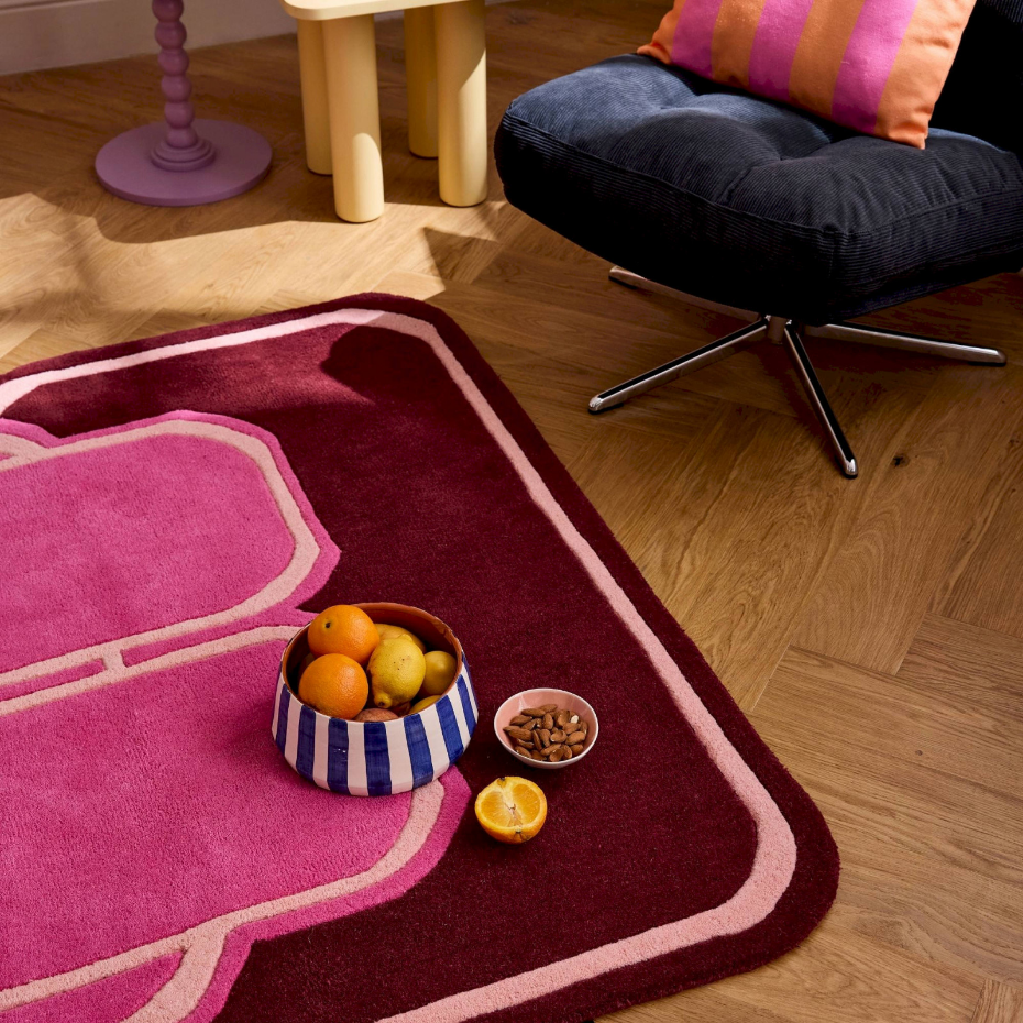 Tapis rectangulaire en laine et coton Nuage sucré