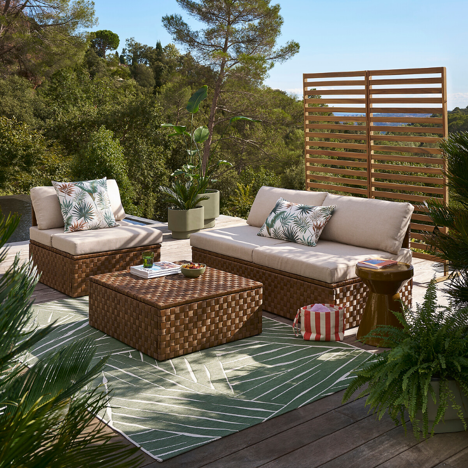 Claustra de jardin en acacia, double panneau, WASSIF