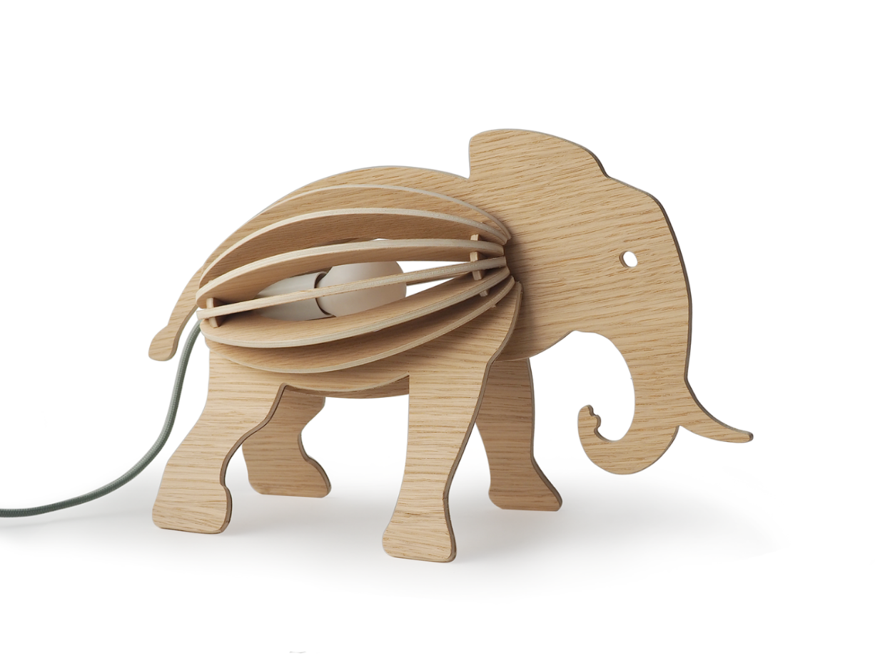 Lampe à poser en chêne Eléphant - ZOOO SAVANE