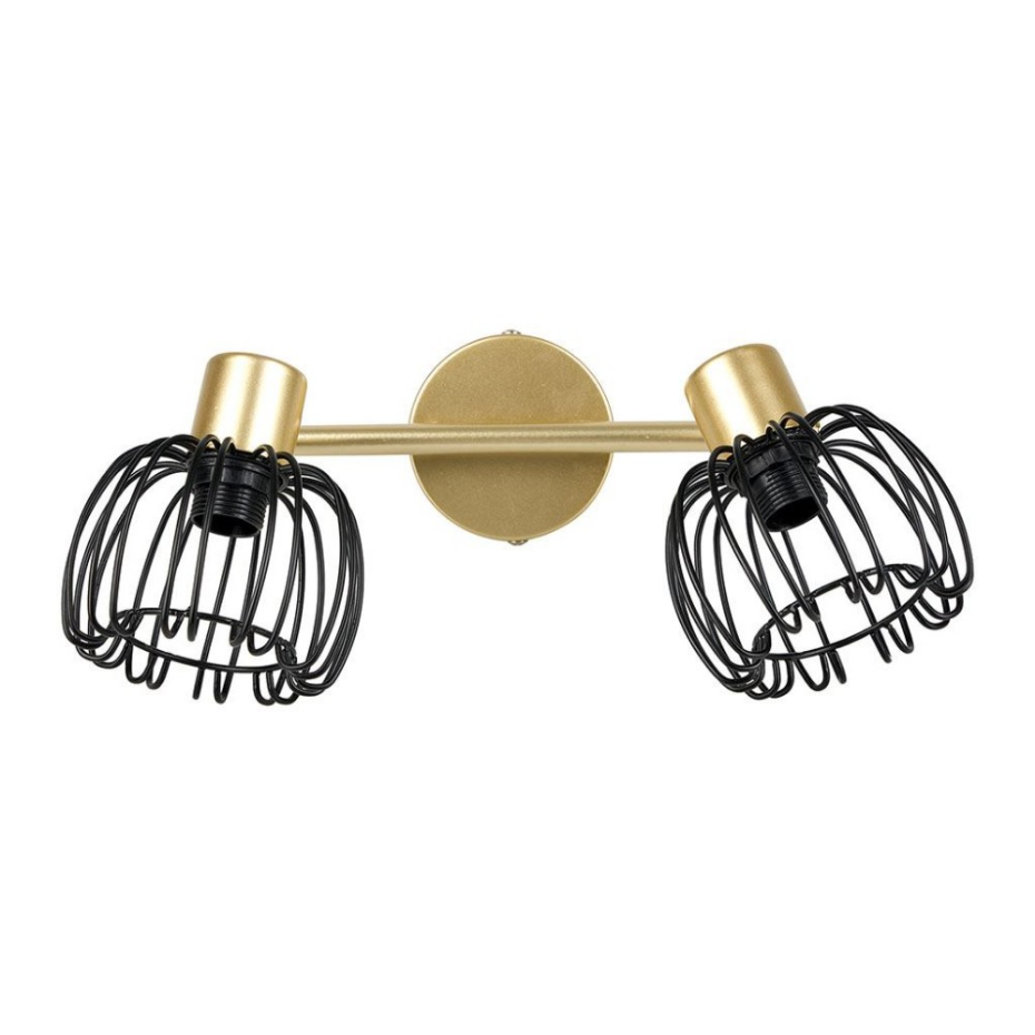 Rampe De Spot Orientable 2 Abat-jour Métal Doré Et Noir