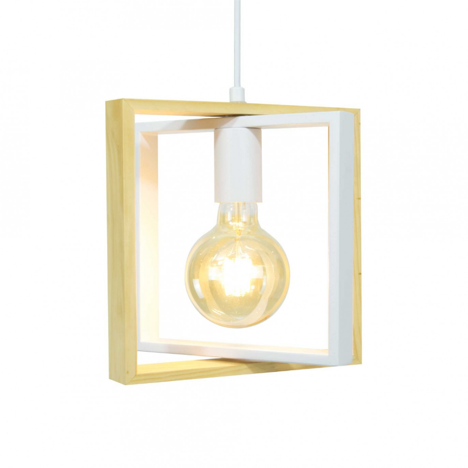 Suspension en bois d'hévéa et métal, WOOLI