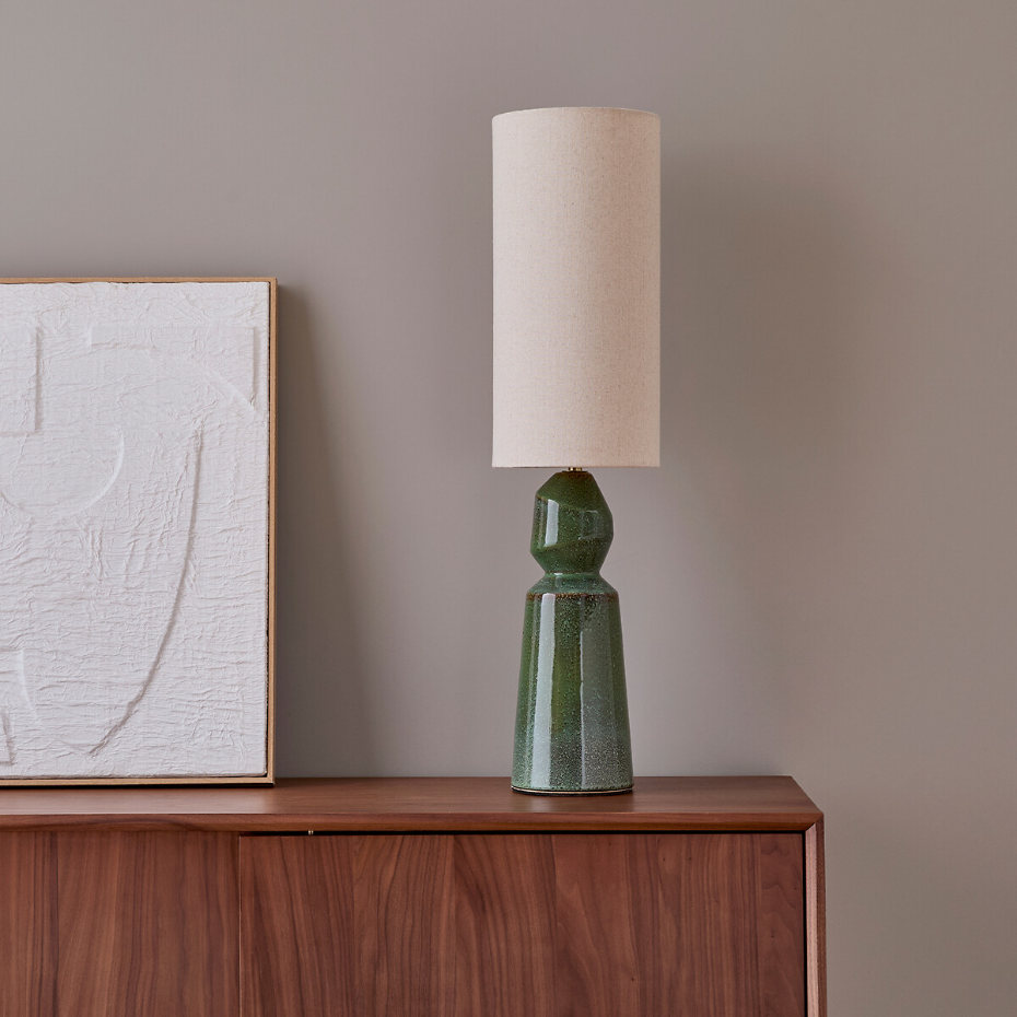 Lampe à poser en céramique et lin, TOTEMY CERAMIQUE