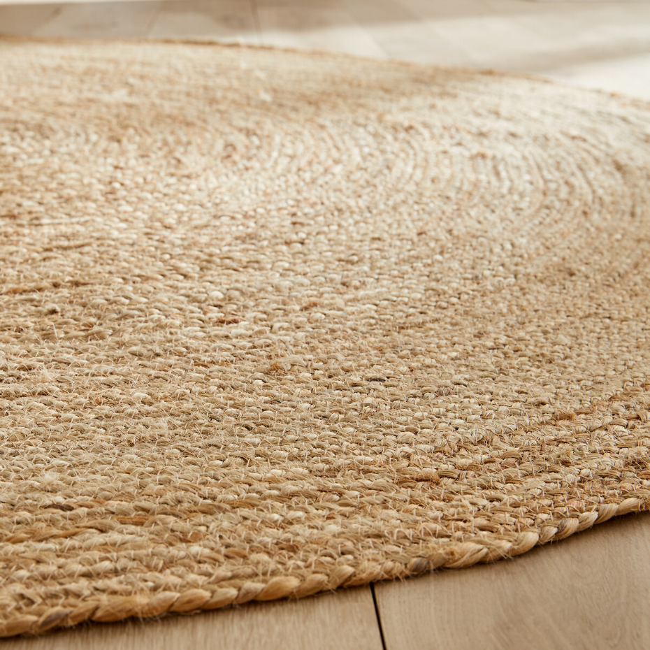 Tapis rond Ø160 cm en jute, tressé main, Hempy