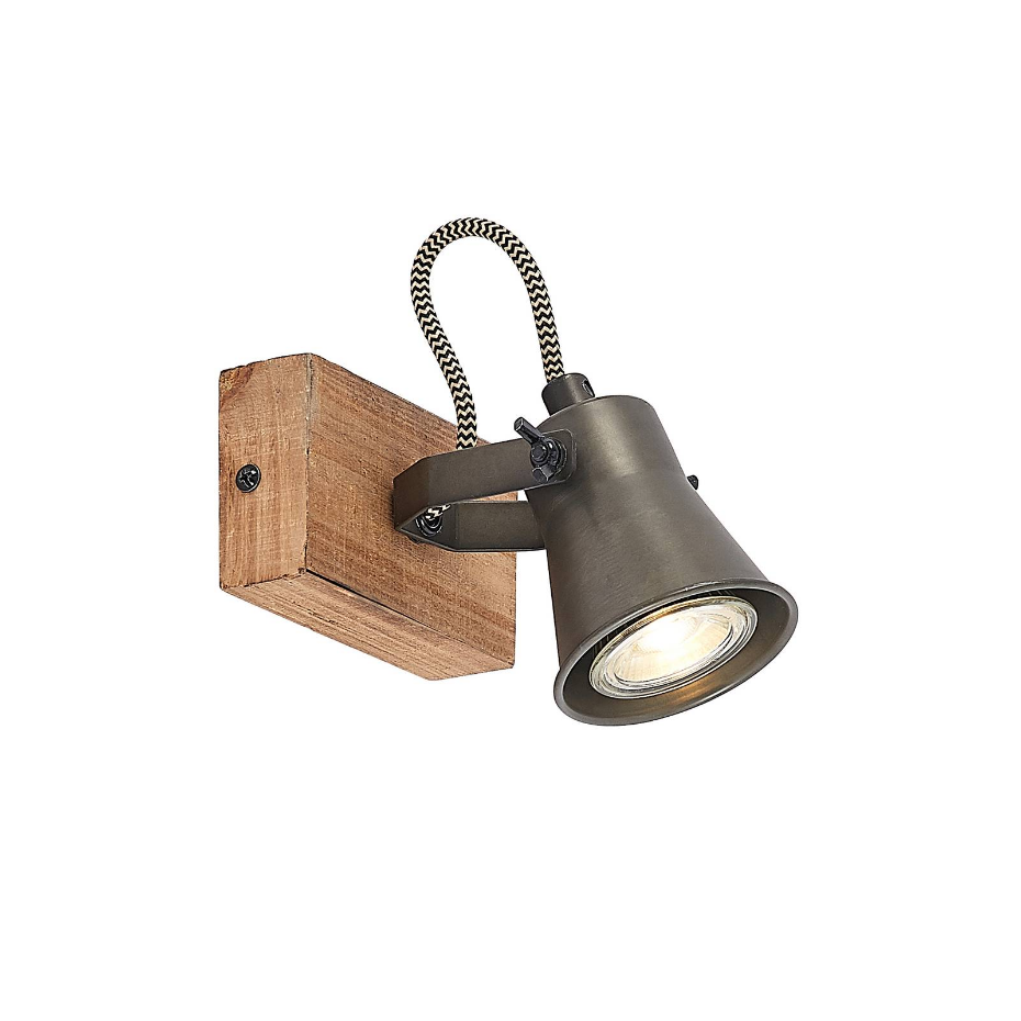 Projecteur halogène en bois vintage