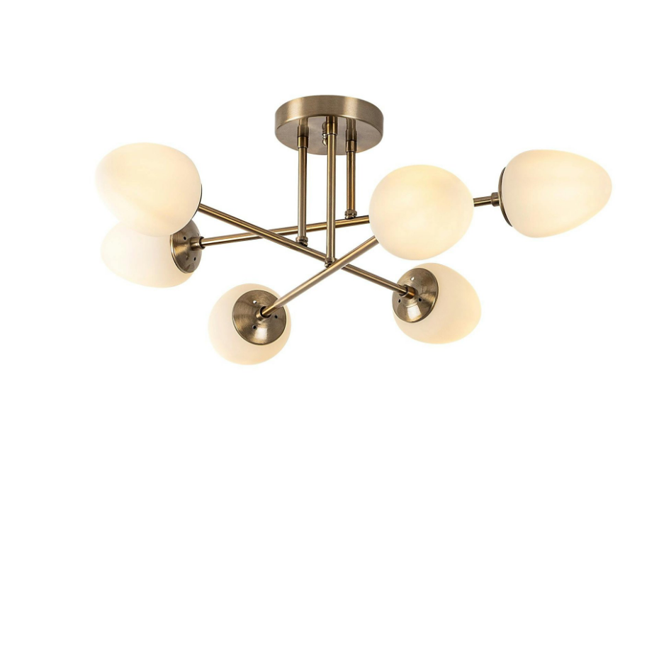 Suspension salon moderne – 6 cônes, effet laiton SIERRE