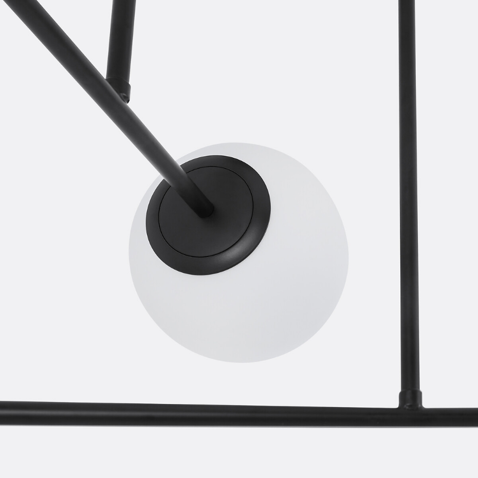 Suspension métal acier et verre opaline, Atea