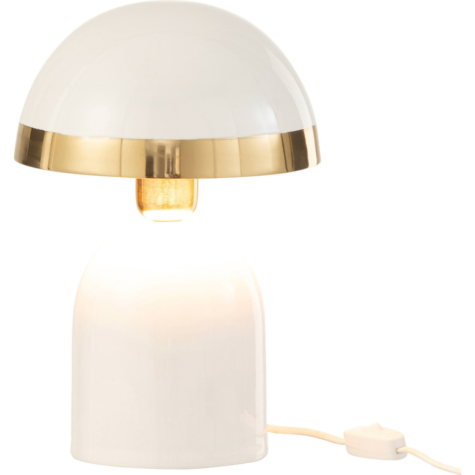 Lampe de table ronde en métal bord doré