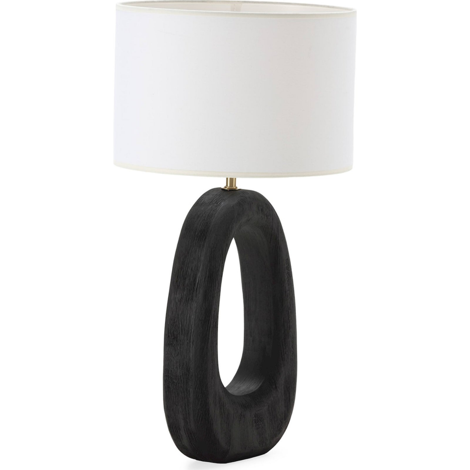 Lampe de table ovale en bois de manguier
