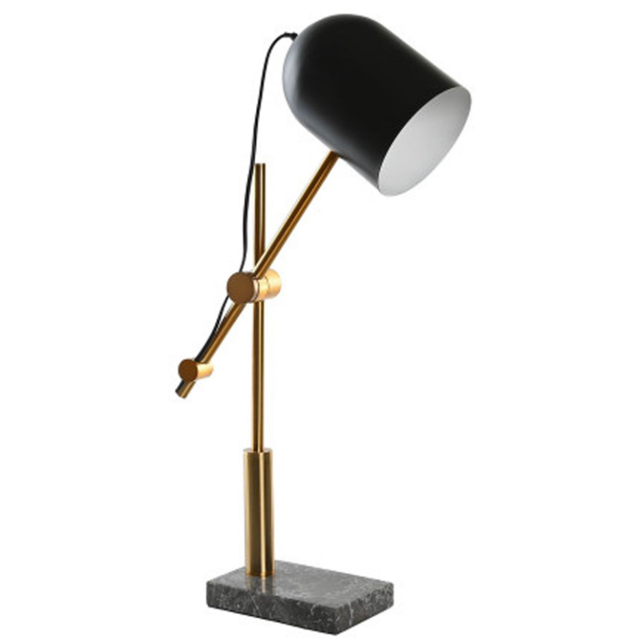 Lampe à poser articulée marbre, métal noir et doré 45x45x70cm