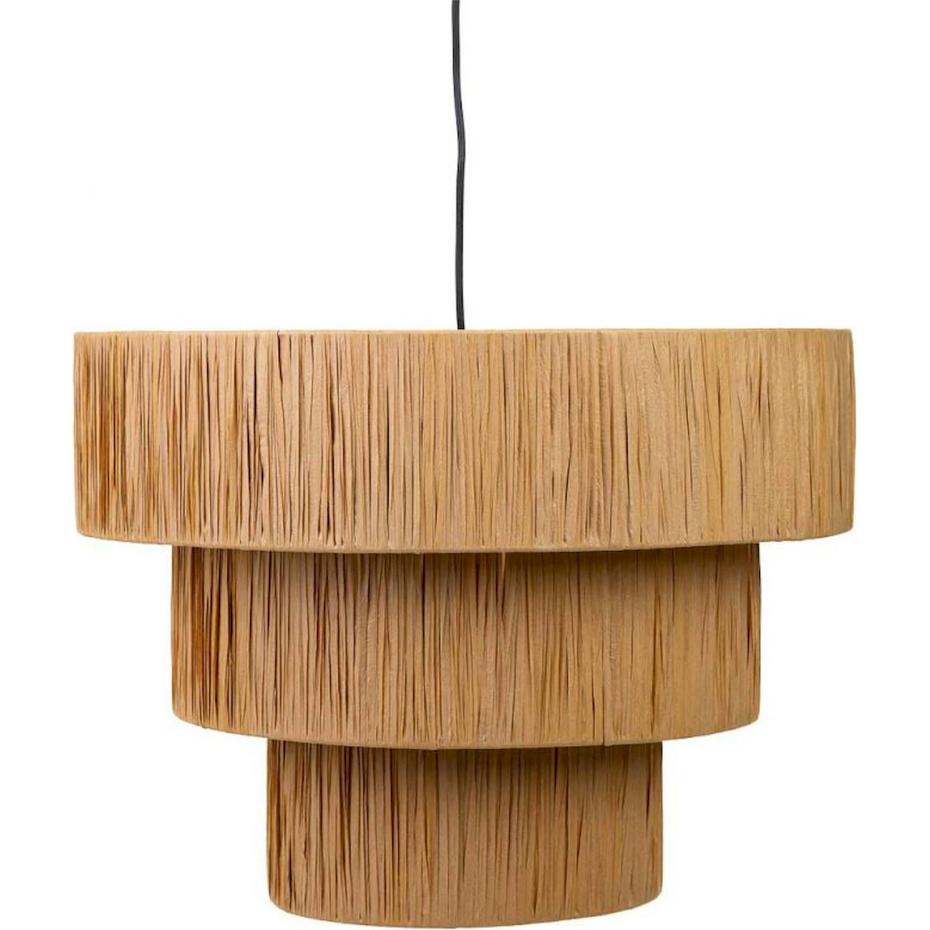 Suspension ronde en raphia et métal pour salon