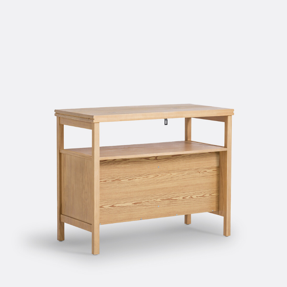 Meuble sous vasque pin et cannage L100 cm, Gabin