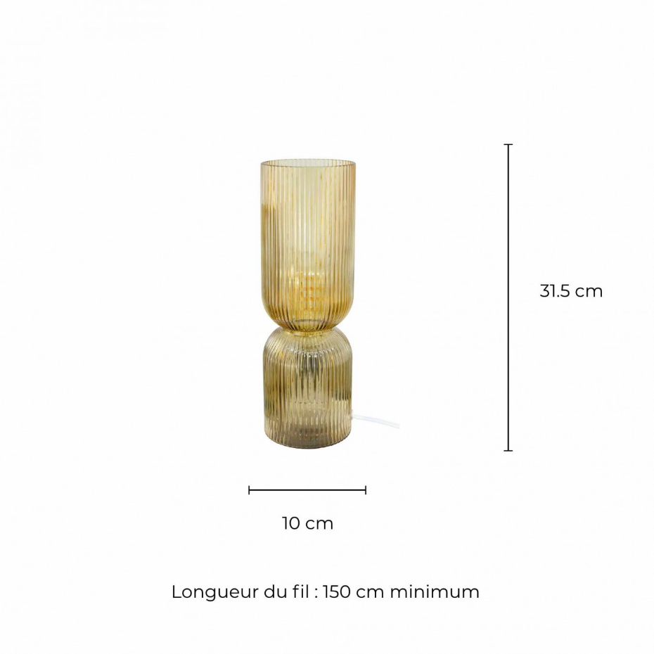 Lampe à poser en verre strié, CHARMY