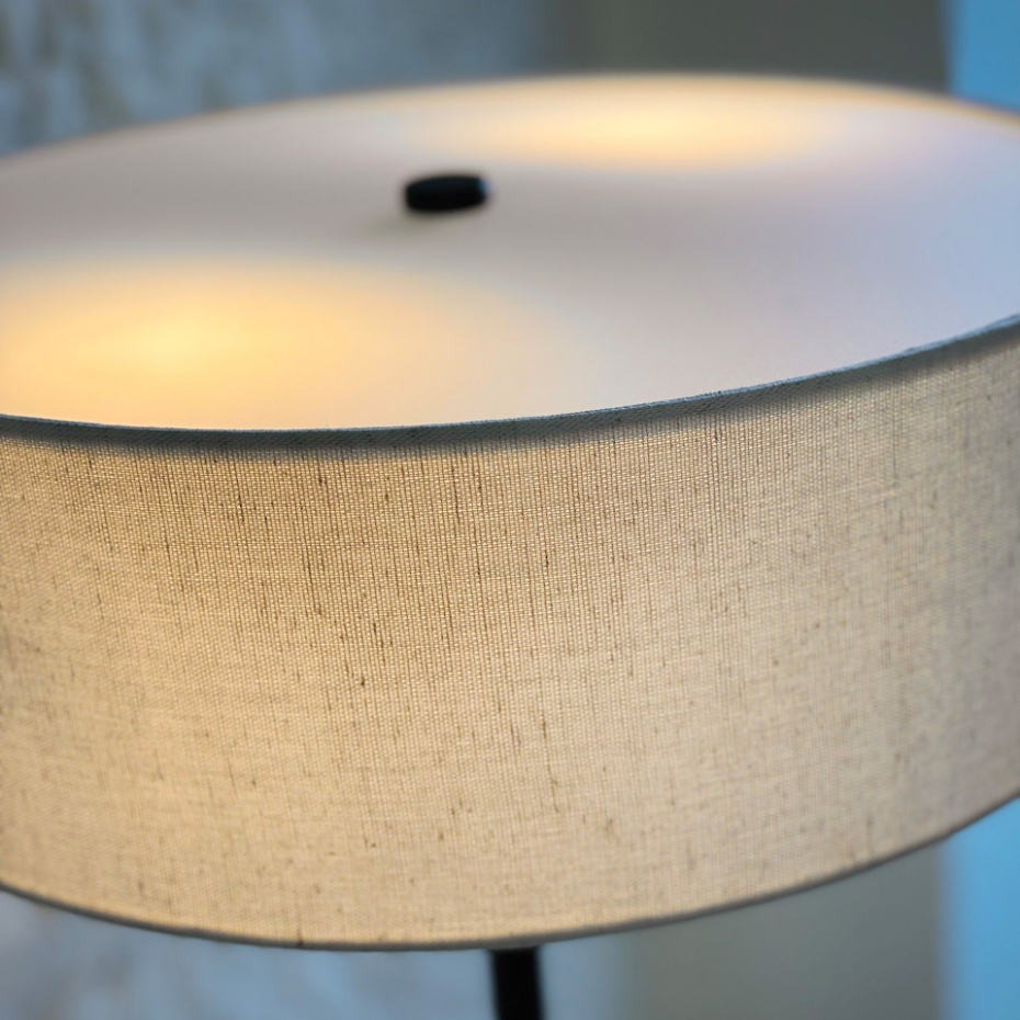 Lampe à poser en métal et tissu Noir/Blanc Calix