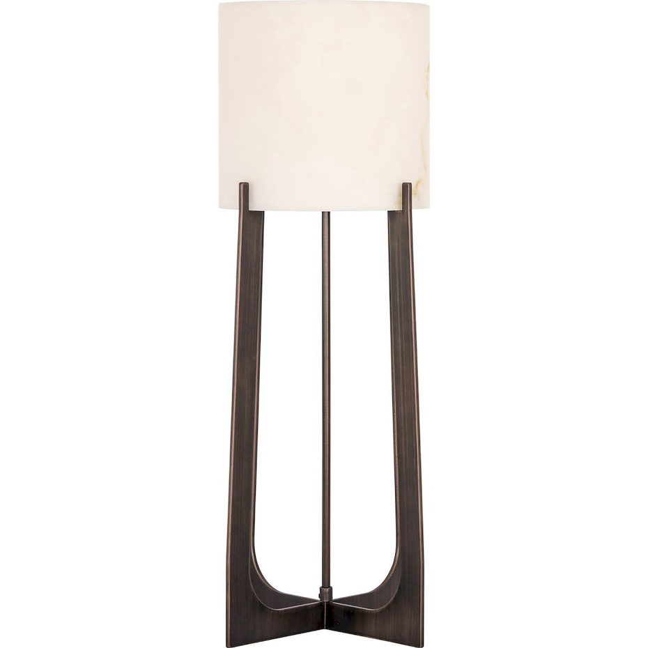 Lampe de table carrée en fer effet bronze et marbre