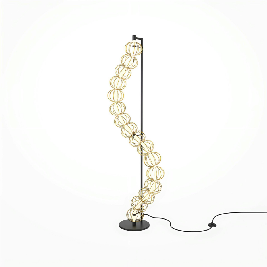 Lampadaire salon design – guirlande métal doré EDEN