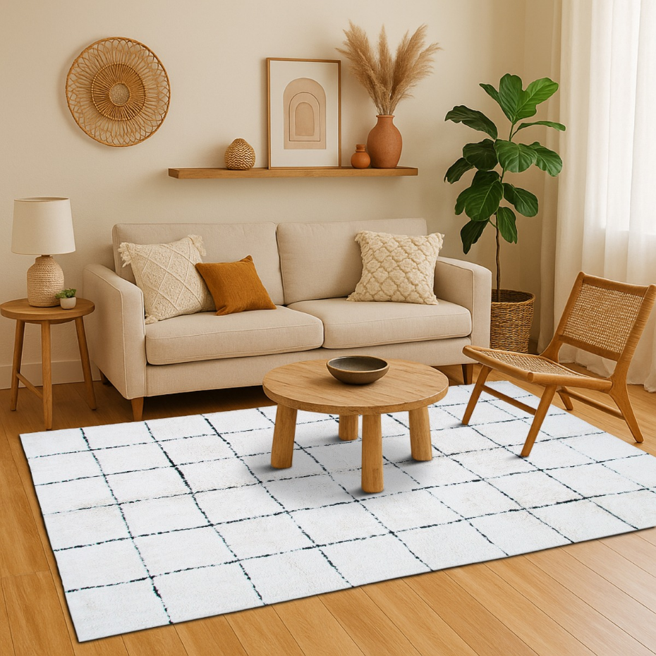 Tapis salon lavable berbère en coton  ATLAS - style bohème