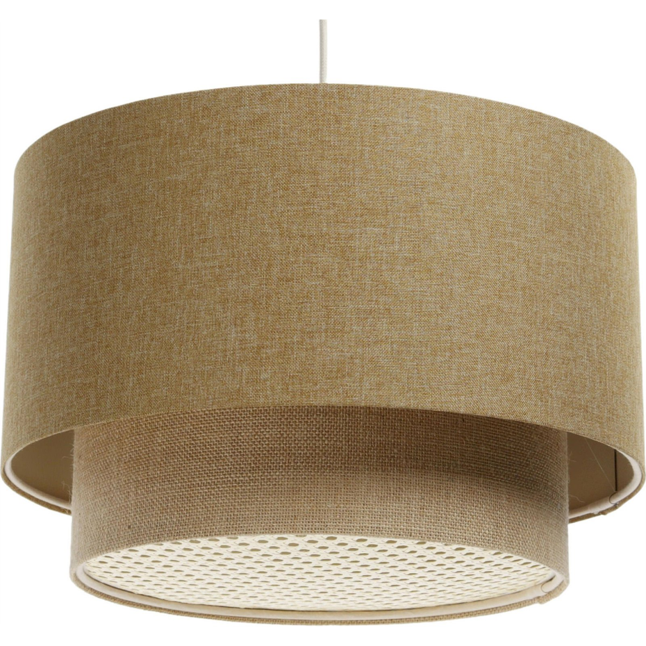 Suspension ronde en tissu et rotin Boho Elegant