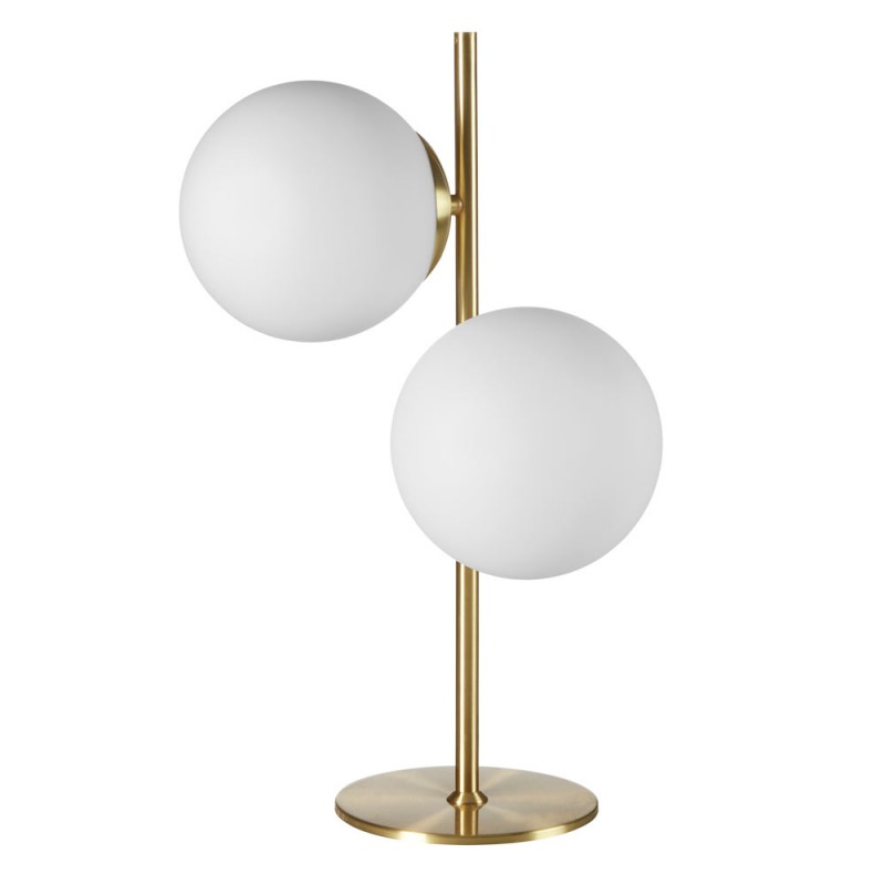 Lampe A Poser Rondo Laiton Mat 2 Globes Verre