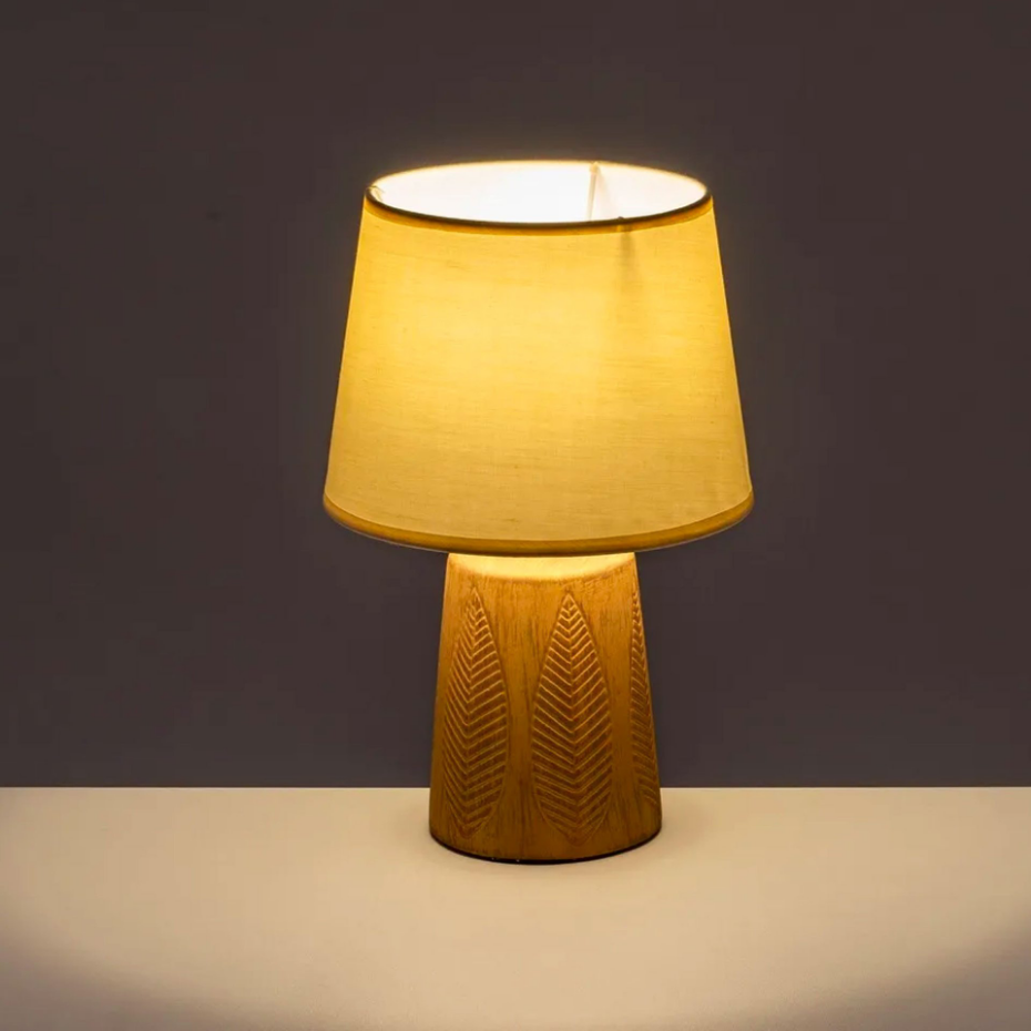 Lampe à poser en céramique terracota et abat jour beige 21x21x32cm