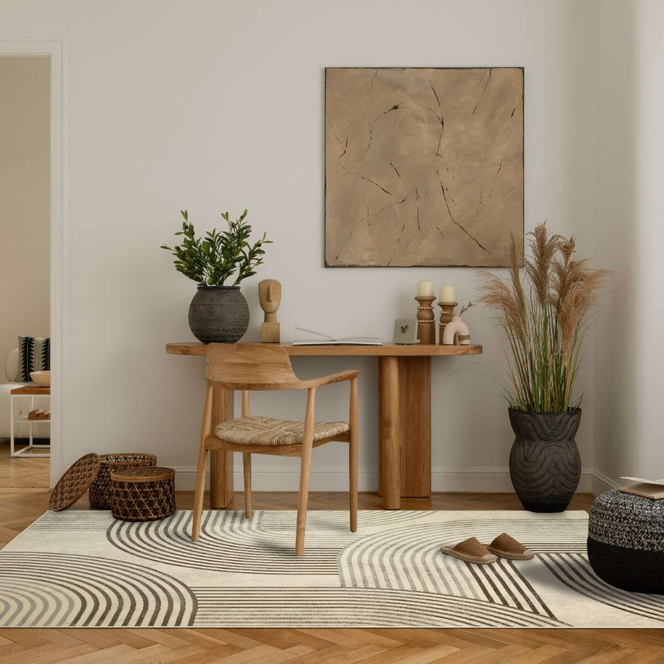 Tapis salon scandinave moderne géométrique HAPPY