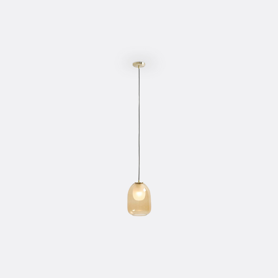 Suspension laiton et verre ambré Ø20 cm, Bumble