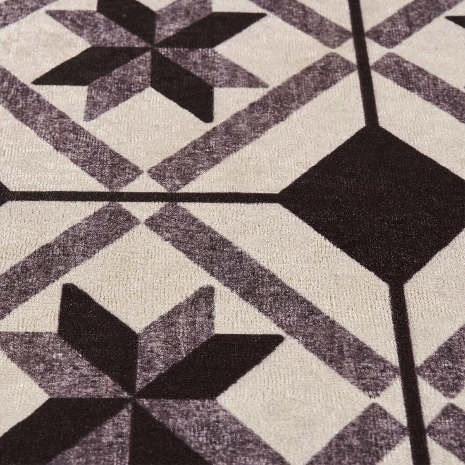 Tapis de cuisine motif carreaux de ciment LYN11 N&B