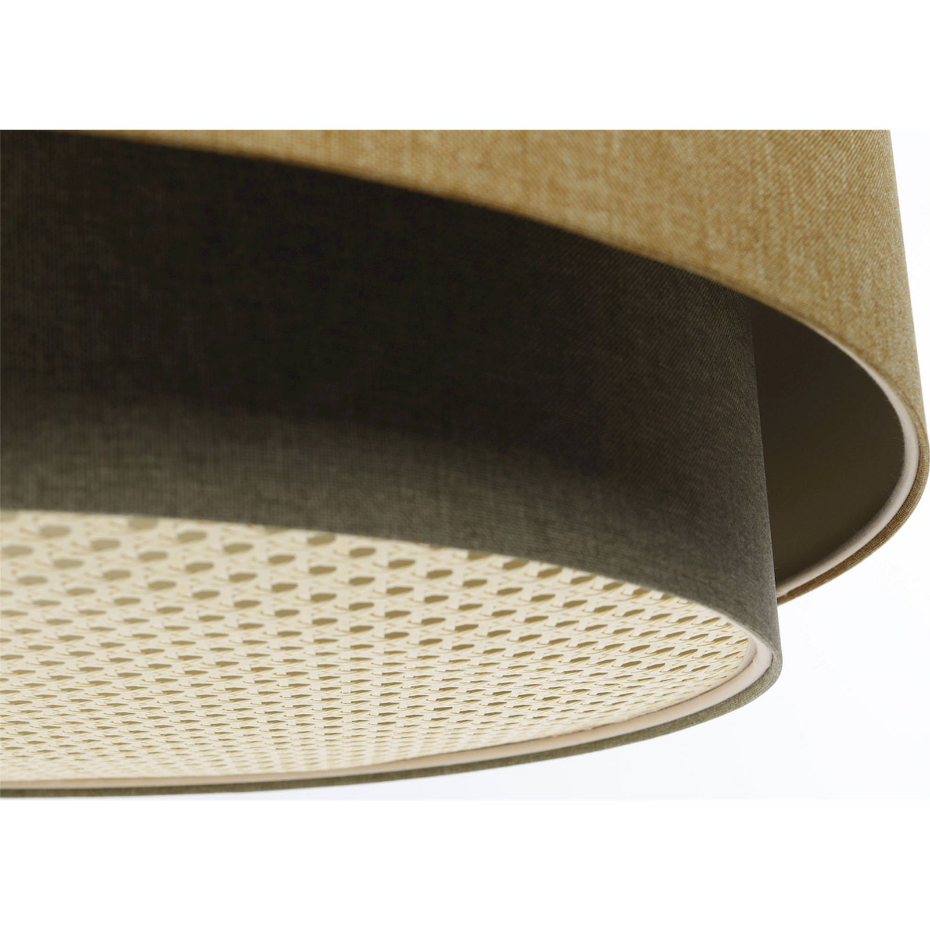Suspension ronde en tissu et rotin Boho Elegant