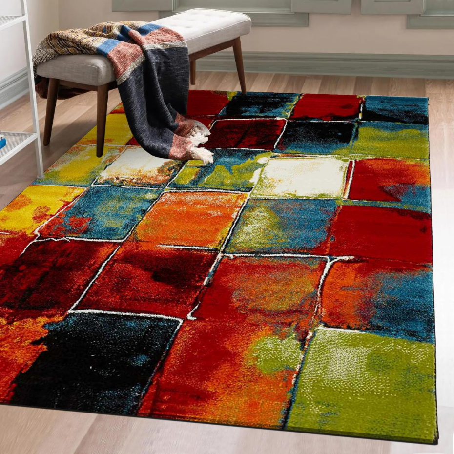 Tapis salon et chambre tissé motif géométrique LYN8 BELO 2