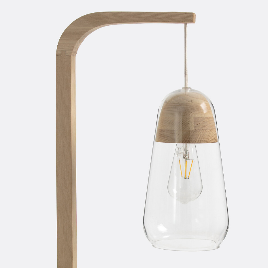 Lampadaire verre et bois Nasoa